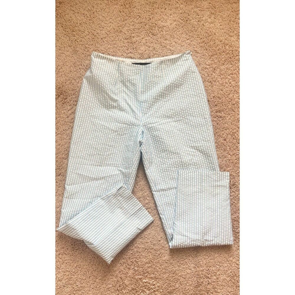Ralph Lauren Black Label Seersucker Capri Pants Blue White Size 4